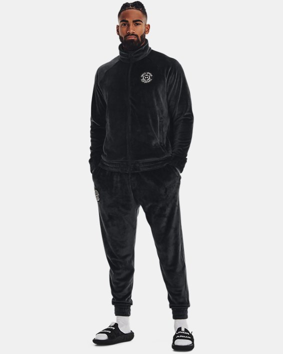 Men's UA Velour Track Jacket, Black, pdpMainDesktop image number 2